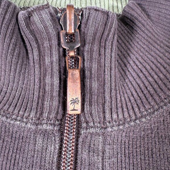 Tommy Bahama Reversible Sweater Men 3XL Brown Green 1/4 Zip Mock Neck Embroidery - Picture 5 of 16